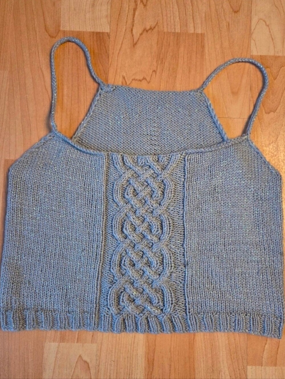 Handknit Knitsy Bitsy Spiders glitter knit cropped tank top